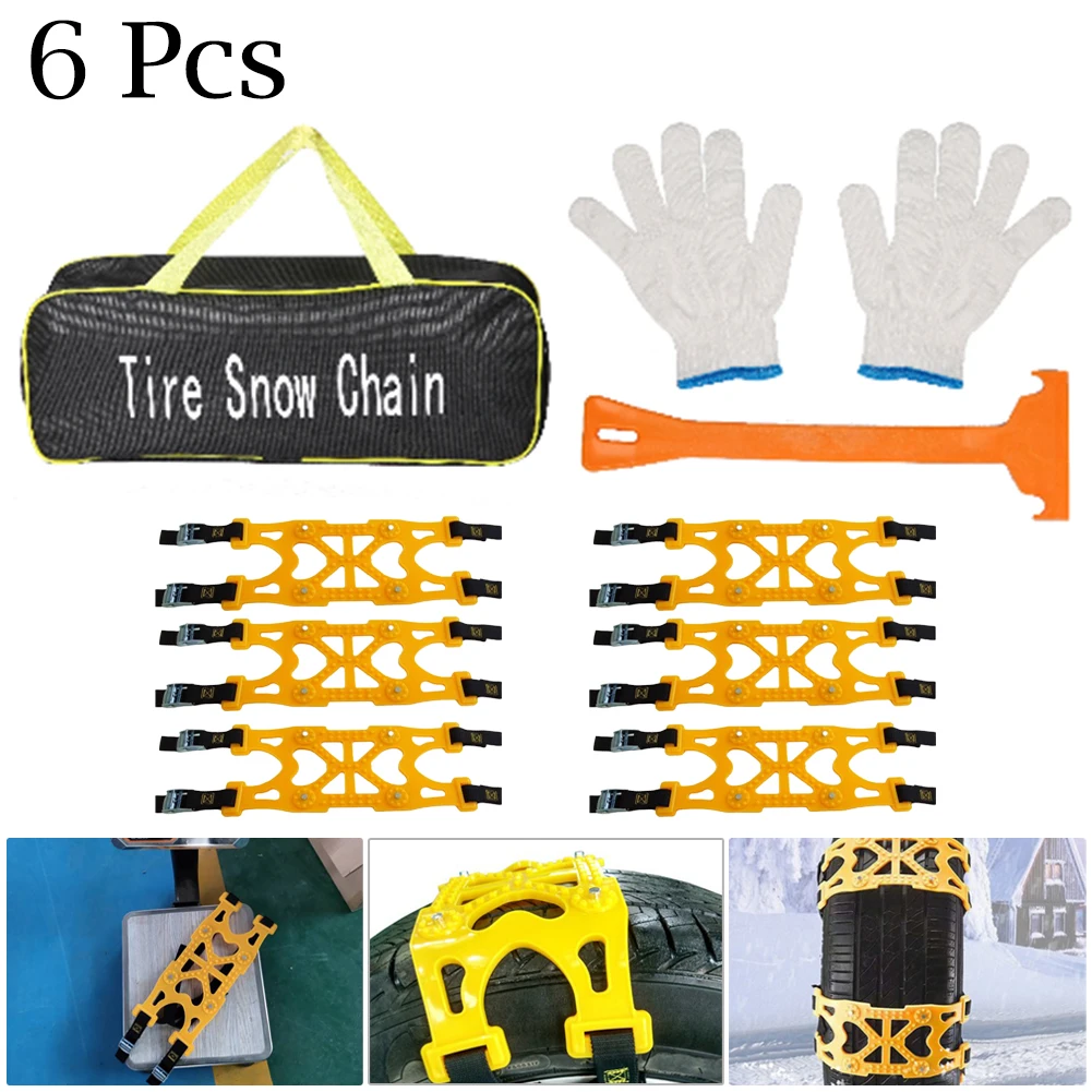 6PCS Car Snow Chain Snow Mud Sand Antiskid Emergency Chain For Cars Off-road SUV Models Car Accessories
6PCS Car Snow Chain Snow Mud Sand Antiskid Emergency Chain For Cars Off-road SUV Models Car Accessories