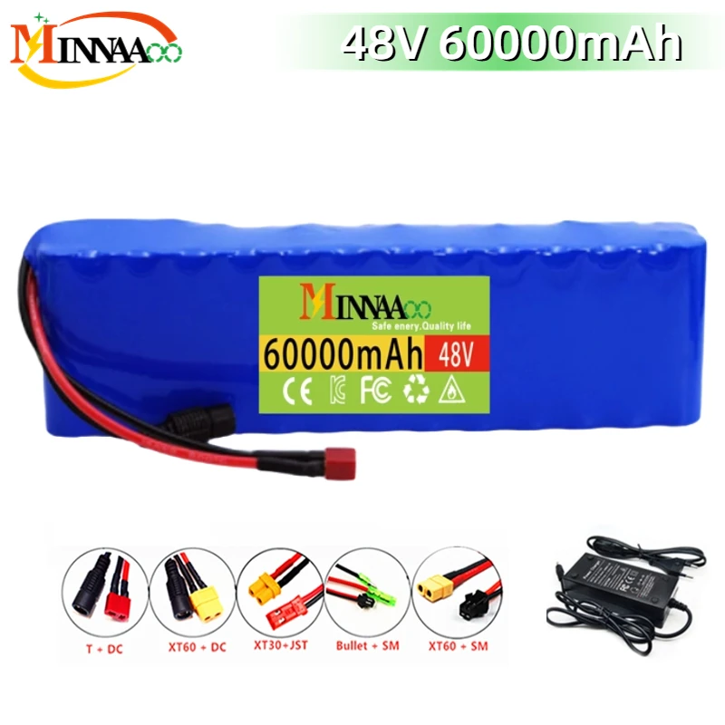 High Capacity 13S2P 48v 60Ah 18650 Li-ion Battery for Bafang Electric Bike Retrofit Kit 1000w 54.6V 2A Charger + XT60 Plug
High Capacity 13S2P 48v 60Ah 18650 Li-ion Battery for Bafang Electric Bike Retrofit Kit 1000w 54.6V 2A Charger + XT60 Plug