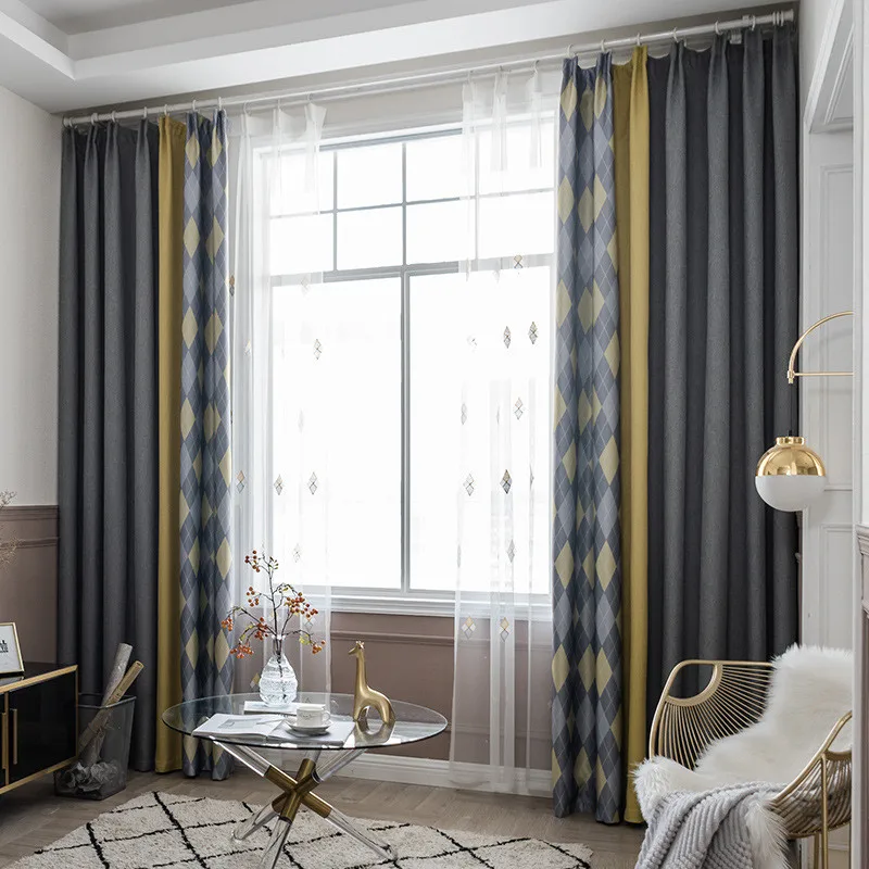 Modern Nordic Style Geometric Print Stitching Blackout Curtains Yellow-Gray Linen Cloth Curtain Drapes For Living Room Bedroom 4
Modern Nordic Style Geometric Print Stitching Blackout Curtains Yellow-Gray Linen Cloth Curtain Drapes For Living Room Bedroom 4