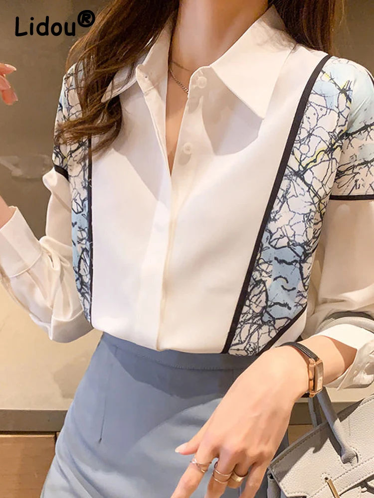 Chiffon Printing Long Sleeve with Buttons Blouse Women 2022 New POLO Collar Elegance Office Lady Loose Korean Simple Shirt
Chiffon Printing Long Sleeve with Buttons Blouse Women 2022 New POLO Collar Elegance Office Lady Loose Korean Simple Shirt