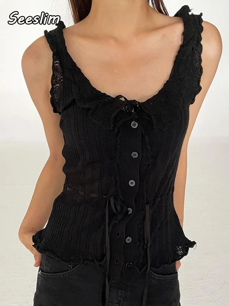 Seeslim Casual Solid Vest For Women V Neck Sleeveless Patchwork Lace Up Bowknot Slim Tank Top Female Summer Fashion Stylish
Seeslim Casual Solid Vest For Women V Neck Sleeveless Patchwork Lace Up Bowknot Slim Tank Top Female Summer Fashion Stylish