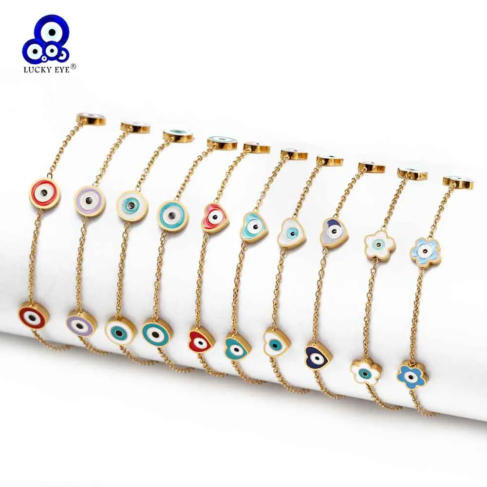 Lucky Eye Stainless Steel Heart Flower Round Charm Bracelet Adjustable Turkish Evil Eye Bracelet for Women Girls Men BE1178
Lucky Eye Stainless Steel Heart Flower Round Charm Bracelet Adjustable Turkish Evil Eye Bracelet for Women Girls Men BE1178