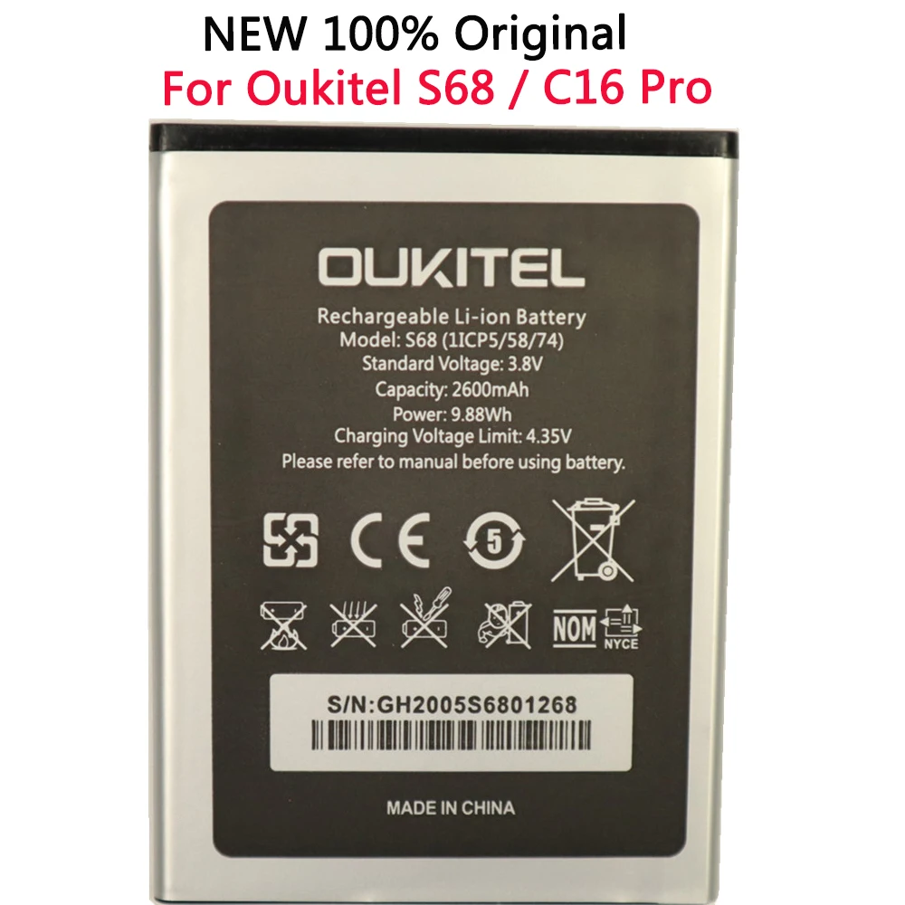 

2600mAh NEW High Quality Battery For OUKITEL S68 / C16 Pro Mobile Phone Replacement + Tracking Number