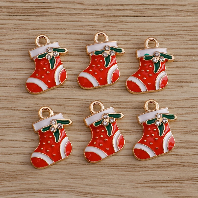 10pcs/lot 17*18mm Enamel Crystal Christmas Socks Charms Pendants for Necklaces Bracelets Handmade DIY Jewelry Making Accessories
10pcs/lot 17*18mm Enamel Crystal Christmas Socks Charms Pendants for Necklaces Bracelets Handmade DIY Jewelry Making Accessories