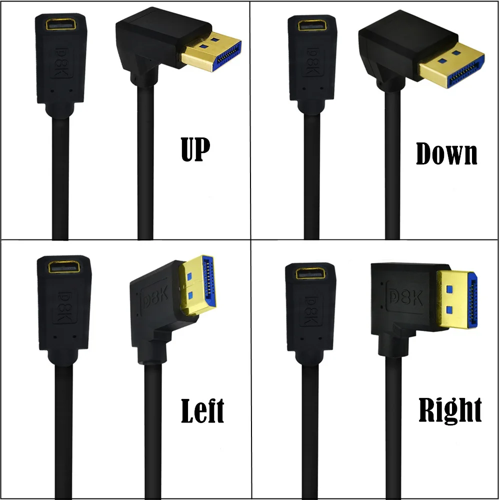 8K Gold-Plated Mini DisplayPort Female To DP Male 90 Degree Elbow Graphics Card Connected To Monitor Cable Mini DP To Large DP
8K Gold-Plated Mini DisplayPort Female To DP Male 90 Degree Elbow Graphics Card Connected To Monitor Cable Mini DP To Large DP