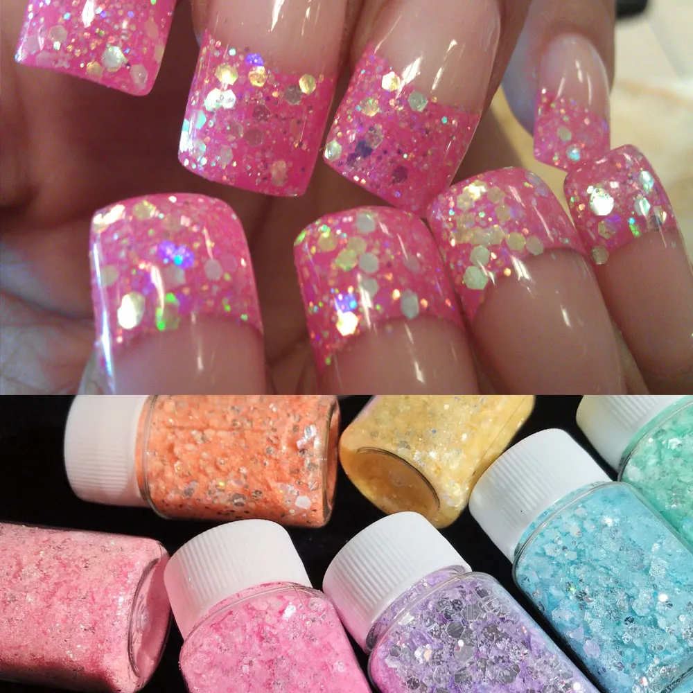 

20g/Jar Holographic Opal Nail Art Glitter Flakes Powder Aurora Iridescent Pigment Ice Crystal Mermaid Paillettes Sparkly Sequins