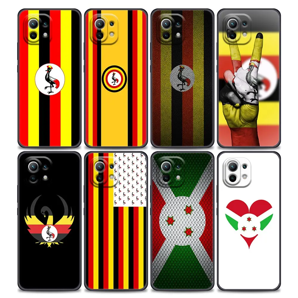 

Phone Case For Xiaomi Mi 11 Lite 5G NE 11i 11X 11T 12 Poco X3 M3 Pro F3 GT Soft Coque Silicon Cover Uganda Flag Map Coat Of Arms