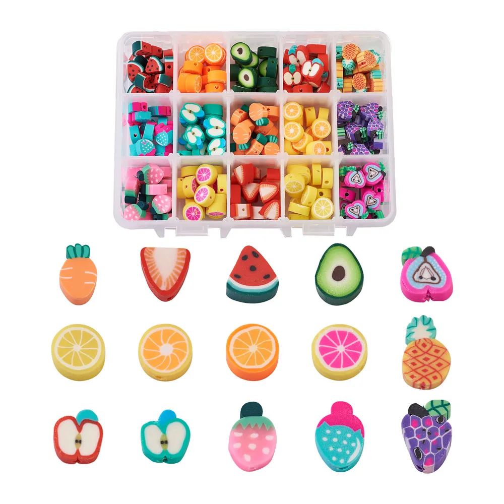 225pcs/box Mixed Fruit Polymer Clay Beads For Jewelry Making Necklace Bracelet Keychain Earring Charms Handmade Accessories 
225pcs/box Mixed Fruit Polymer Clay Beads For Jewelry Making Necklace Bracelet Keychain Earring Charms Handmade Accessories