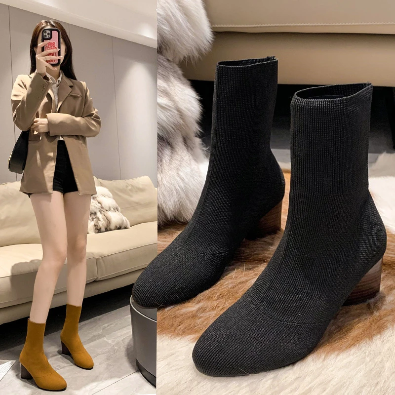 Новинка Осень-зима 2022, универсальные тонкие и тонкие сапоги на толстом высоком каблуке, женские эластичные сапоги-носки средней длины с ост...
Новинка Осень-зима 2022, универсальные тонкие и тонкие сапоги на толстом высоком каблуке, женские эластичные сапоги-носки средней длины с ост...
