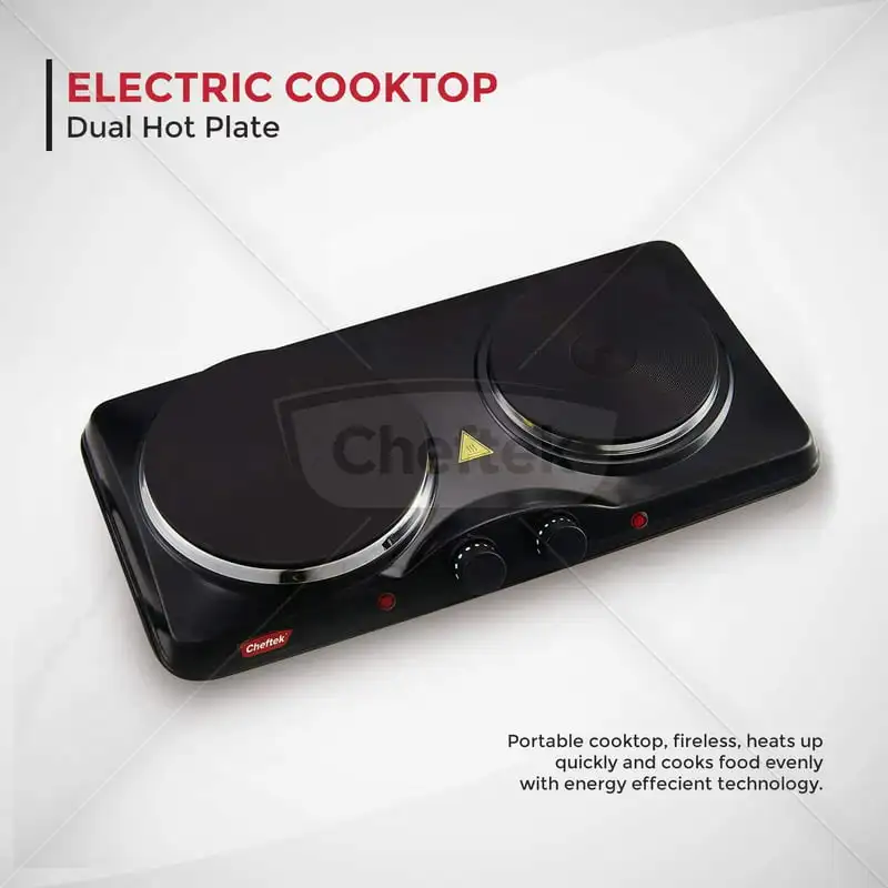 

Dual Electric Stove with 6’’ and 7.5’’ Cook Plates; 1700W; Enamel Coated Iron; Black
