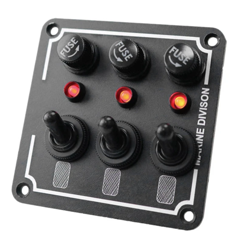 JFBL Hot 3 Gang Marine Toggle Switch Panel With LED Light DC 12V-24V Fused ON/OFF Overload Control Switch Panel For Boat RV
JFBL Hot 3 Gang Marine Toggle Switch Panel With LED Light DC 12V-24V Fused ON/OFF Overload Control Switch Panel For Boat RV