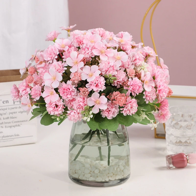 

Small Daisy Begonia Ball Silk Flower Simulation Bouquet Fake Flower Bouquets Flowers for Wedding Party Garden Home Decoration