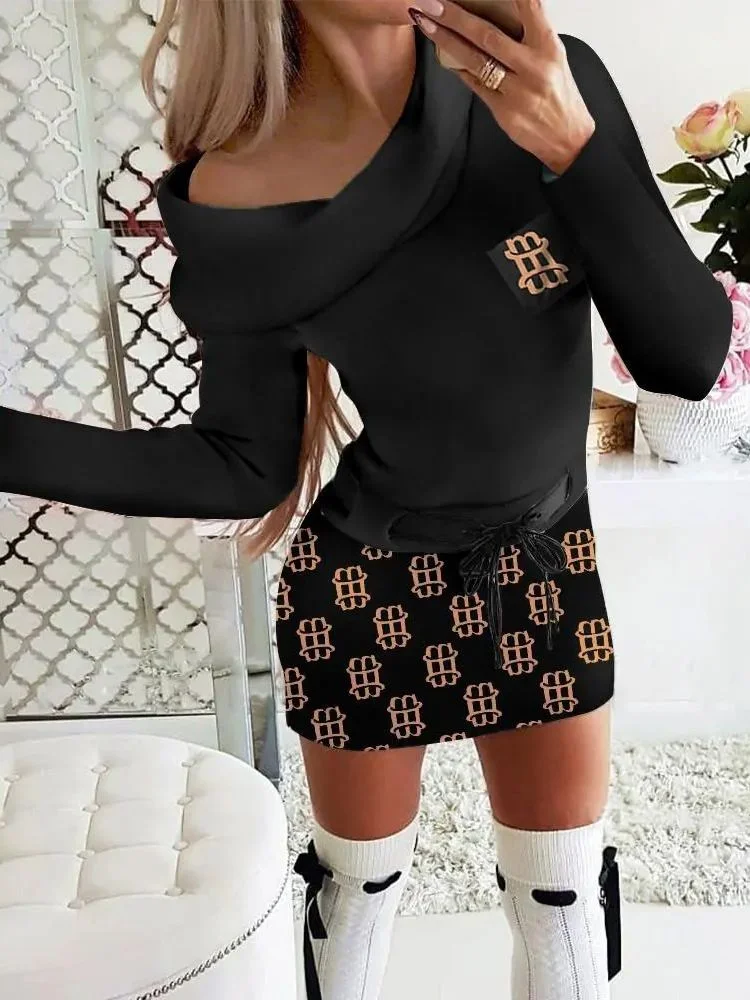 Женское платье с геометрическим принтом, повседневное элегантное мини-платье с поясом и длинным рукавом, Y2k, осень 2023 
Женское платье с геометрическим принтом, повседневное элегантное мини-платье с поясом и длинным рукавом, Y2k, осень 2023