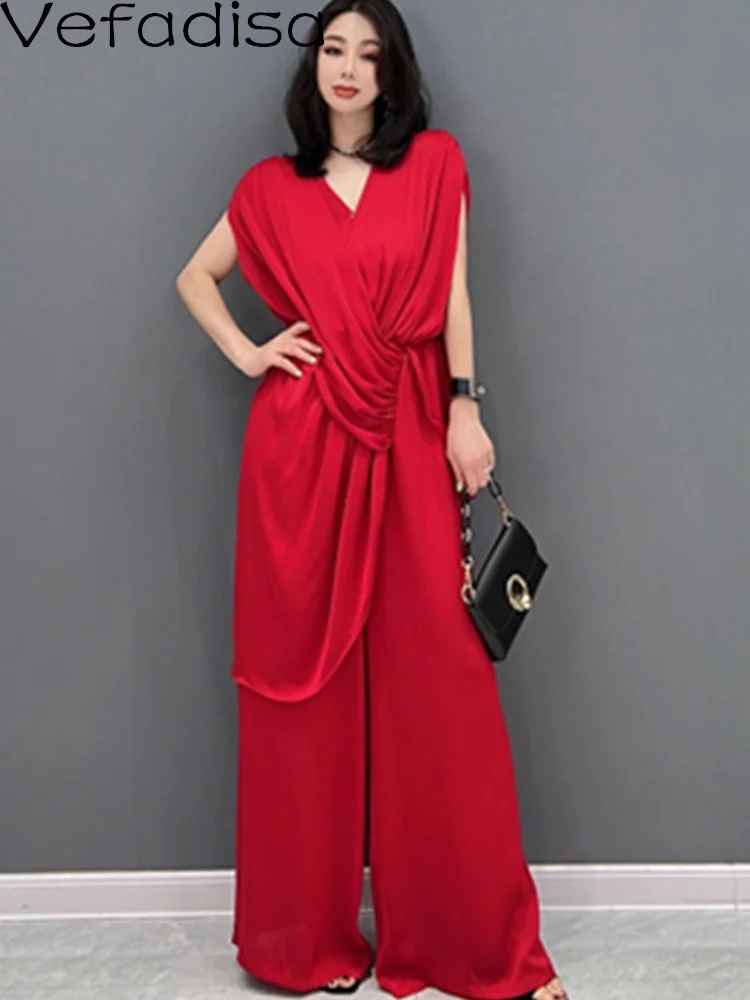 Vefadisa 2023 Summer Short Sleeve Jumpsuits Loose Solid Color Irregular Splicing Stripe Temperament Jumpsuits Women's LHX4152
Vefadisa 2023 Summer Short Sleeve Jumpsuits Loose Solid Color Irregular Splicing Stripe Temperament Jumpsuits Women's LHX4152