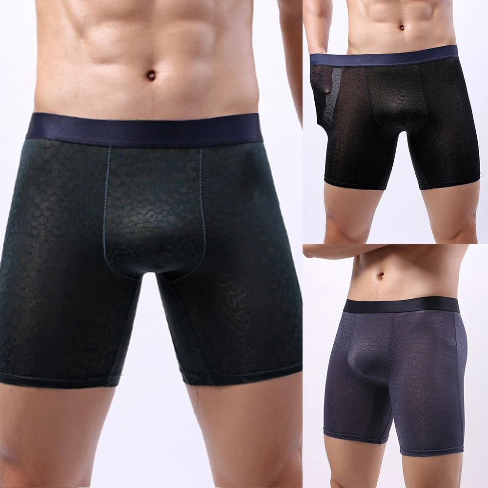 Mens Ice Silk Shorts U Convex Pouch Boxer Briefs Ultra Soft Stretch Underwear Long Leg Underpants For Boys Youth Erotic Lingerie
Mens Ice Silk Shorts U Convex Pouch Boxer Briefs Ultra Soft Stretch Underwear Long Leg Underpants For Boys Youth Erotic Lingerie