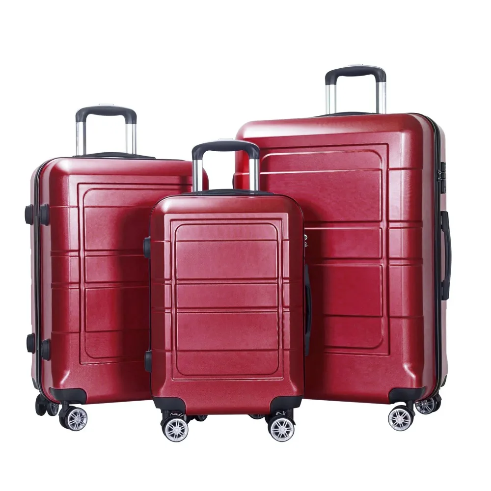 Traveling Luggage, 3pcs Hardside Luggage Set, 20"+24"+28" with TSA Lock, Red 
Traveling Luggage, 3pcs Hardside Luggage Set, 20"+24"+28" with TSA Lock, Red