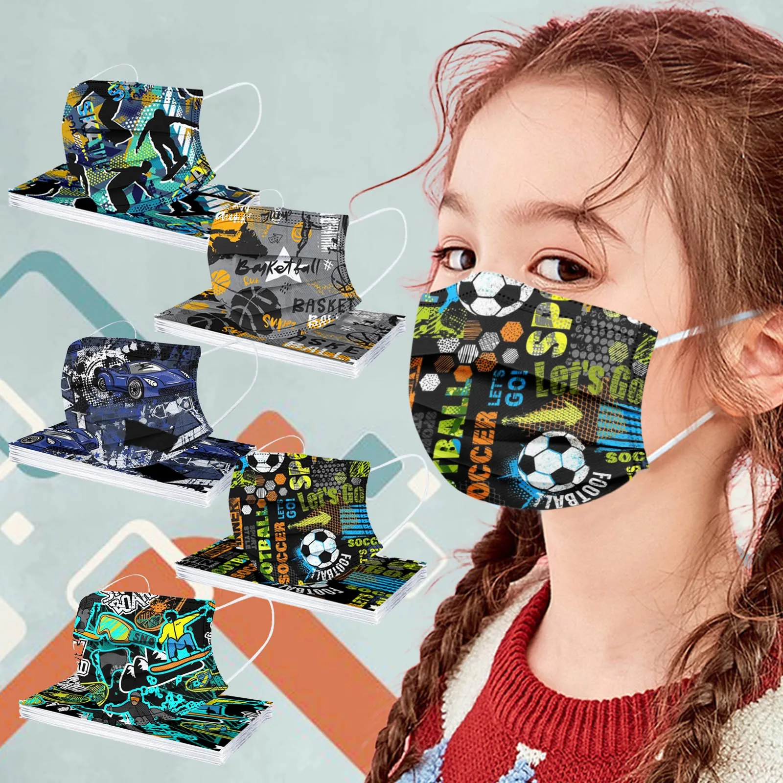 50PCS Children's Sports Disposable Printed Masks Football, Basketball,Skiing,Racing Dustproof Filter Pm2.5 Mask Earloop Bandage
50PCS Children's Sports Disposable Printed Masks Football, Basketball,Skiing,Racing Dustproof Filter Pm2.5 Mask Earloop Bandage