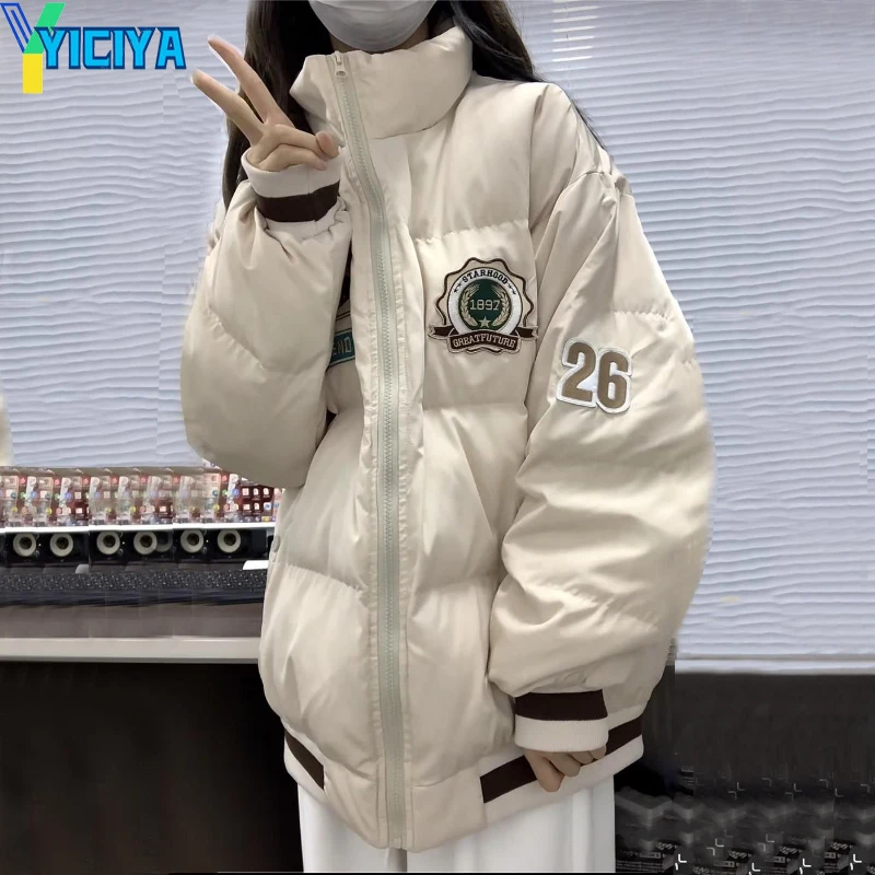 YICIYA American Retro Badge Embroidery High Collar Thickened Warm Cotton Clothing Women's Winter Loose Fashion Solid Coat Jacket
YICIYA American Retro Badge Embroidery High Collar Thickened Warm Cotton Clothing Women's Winter Loose Fashion Solid Coat Jacket