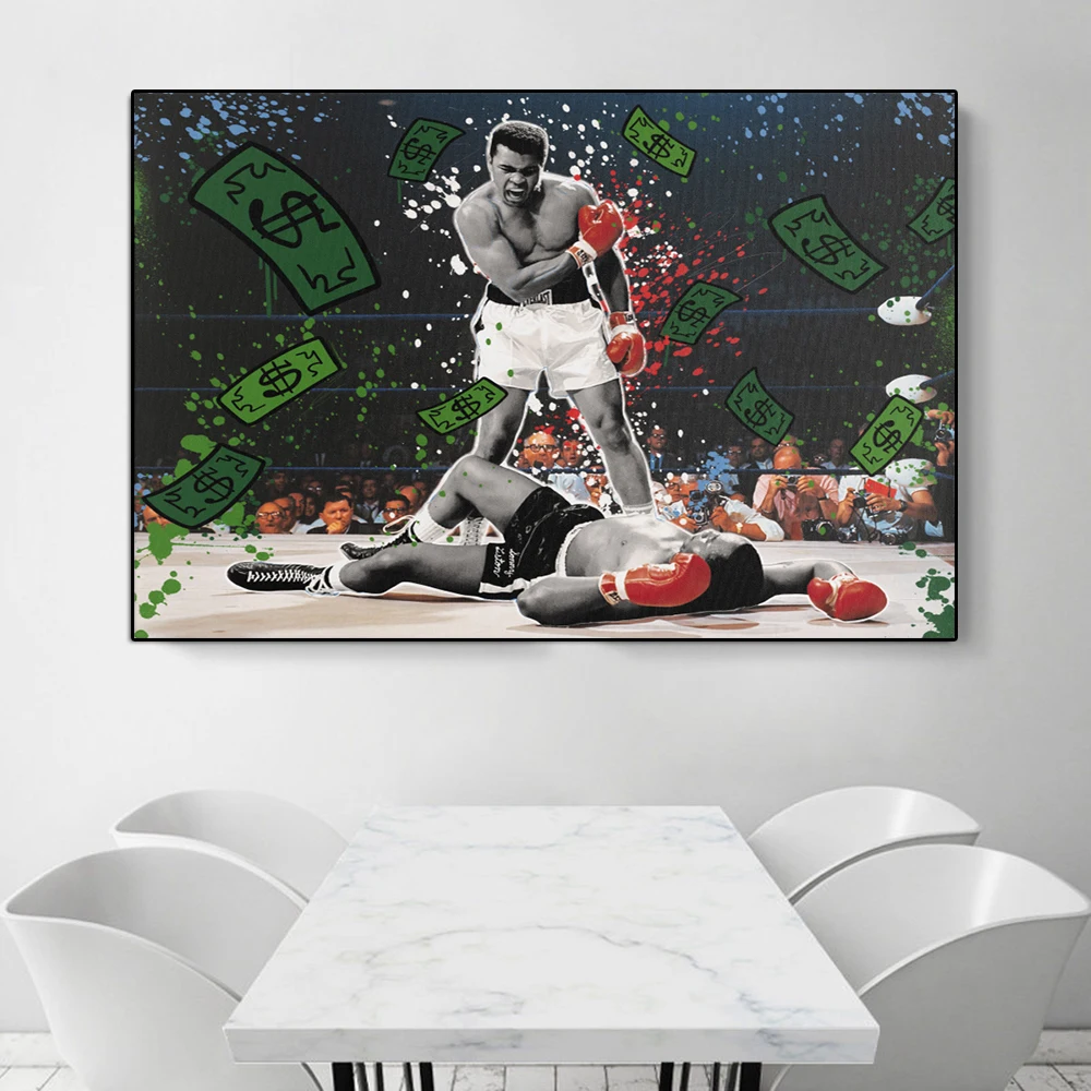 Boxing ALI Graffiti Wall Art Canvas Painting Sports Star Poster And Print Abstract Dollar Mural Living Room Home Decoration Gift
Boxing ALI Graffiti Wall Art Canvas Painting Sports Star Poster And Print Abstract Dollar Mural Living Room Home Decoration Gift