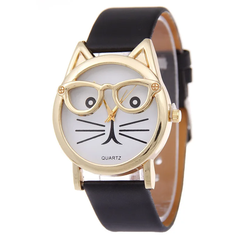 Cute Cartoon Children's Quartz Watch Beard Golden Leather Strap Girl Watch Glasses Cat Face Female Student Watch kids watch
Cute Cartoon Children's Quartz Watch Beard Golden Leather Strap Girl Watch Glasses Cat Face Female Student Watch kids watch
