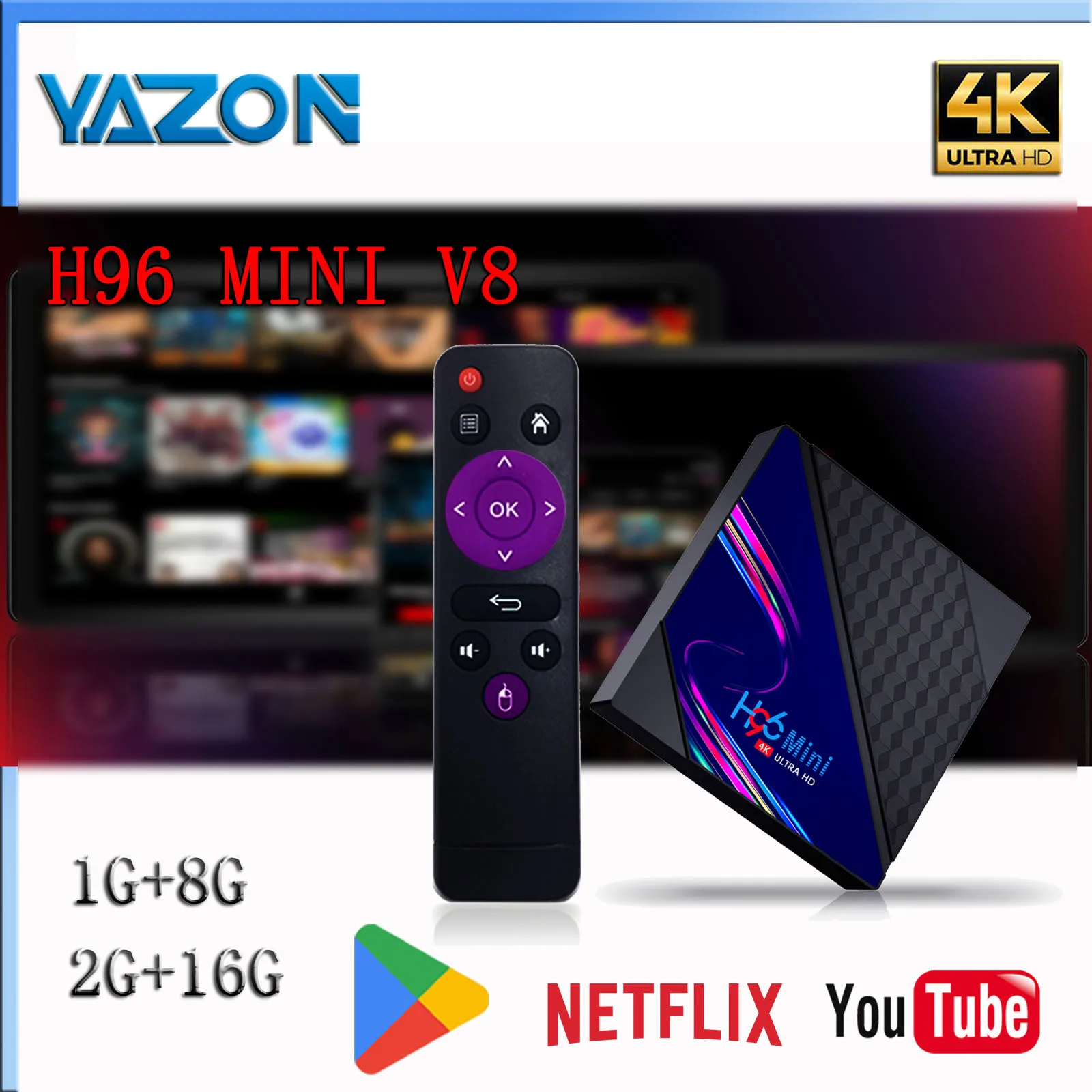 

Smart TV Box H96 Mini V8 Android 10.0 RK3228A 4K Ultra HD RAM 2G ROM 16G Quad Core DDR3 2.4G WIFI Media Player Set Top Box
