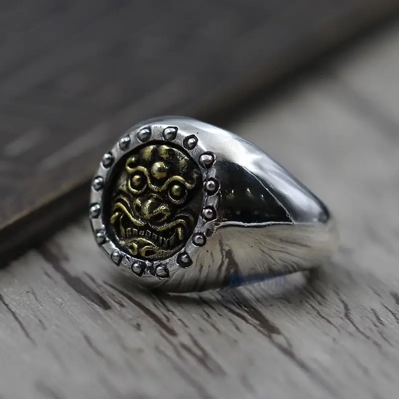Retro Brass Beast Face men's Ring S925 Sterling Silver Jewelry Personalized Carved Open Ring
Retro Brass Beast Face men's Ring S925 Sterling Silver Jewelry Personalized Carved Open Ring