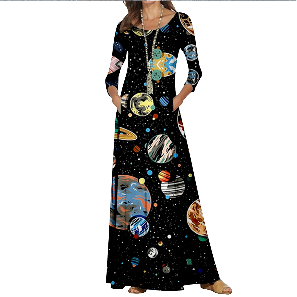 Oversized Spring Women's O-neck Long Dress Casual Loose Long-sleeved Planet Printing Women's Tunic Jacket Women's Robe
Oversized Spring Women's O-neck Long Dress Casual Loose Long-sleeved Planet Printing Women's Tunic Jacket Women's Robe