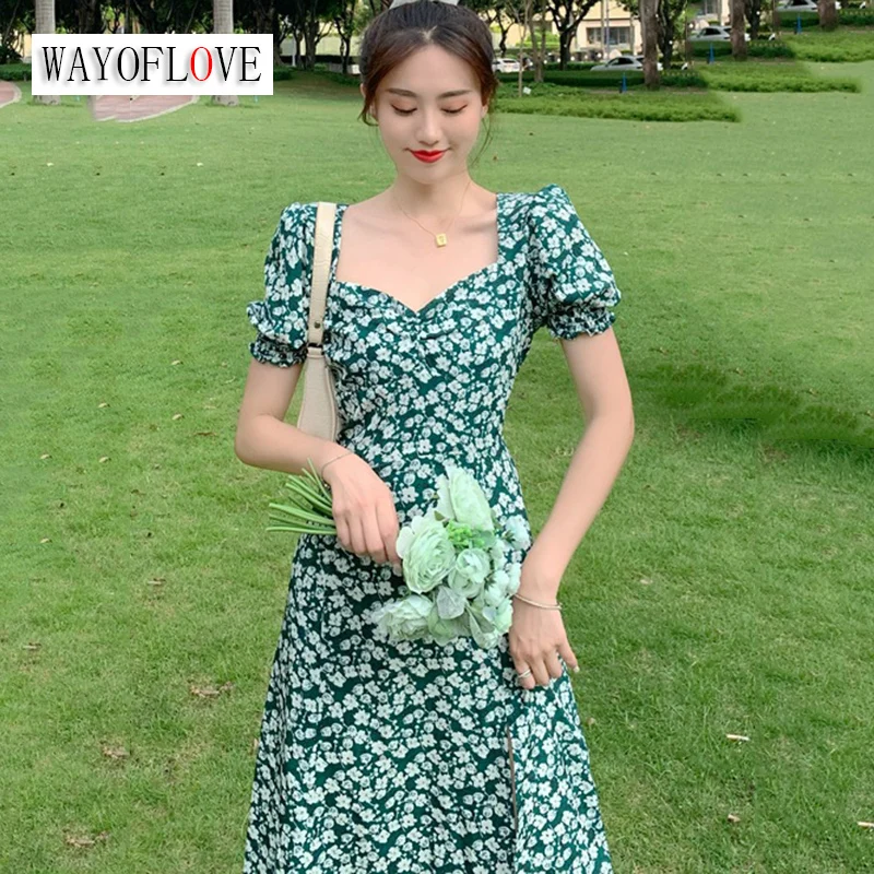 WAYOFLOVE Summer Woman Green Floral Print Long Dress Sexy Split Casual Beach Elegant Party Vestidos Short Sleeve Vintage Dresses
WAYOFLOVE Summer Woman Green Floral Print Long Dress Sexy Split Casual Beach Elegant Party Vestidos Short Sleeve Vintage Dresses