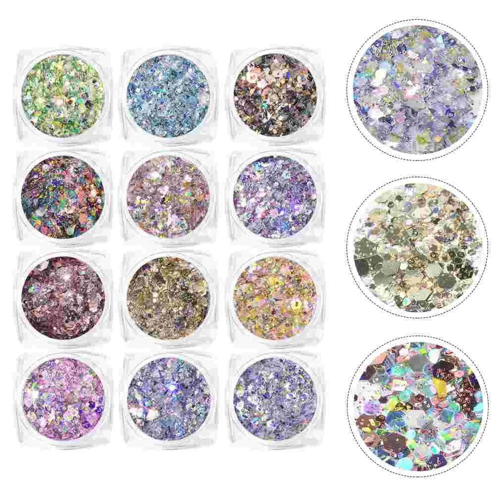 12 Boxes of Nail Glitter Nail Glitter Sequins Charming Manicure Decor 
12 Boxes of Nail Glitter Nail Glitter Sequins Charming Manicure Decor