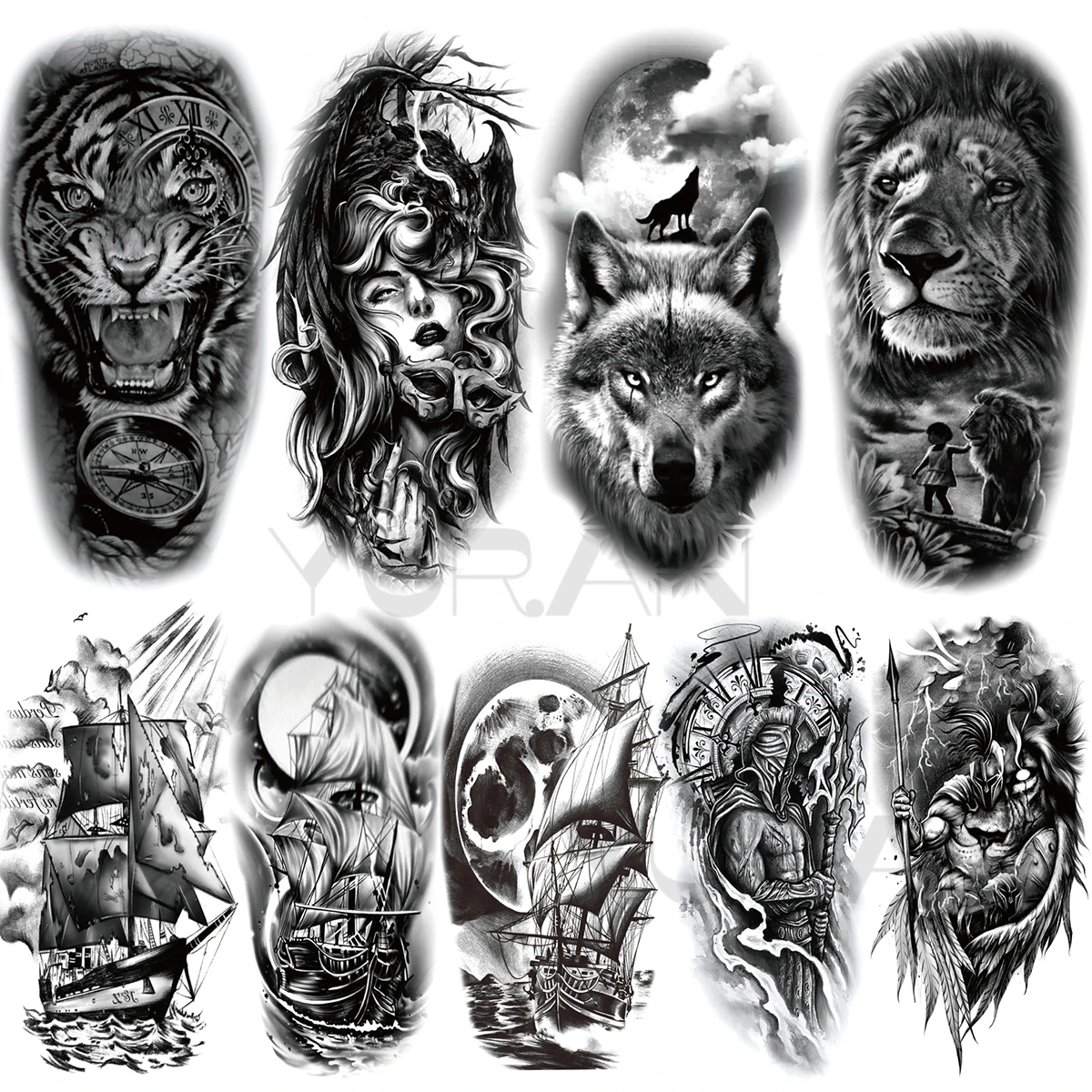 Large Tiger Temporary Tattoos For Women Men Realistic Compass Wolf Pirate Ship Knight War Vampire Fake Tattoo Sticker Arm Tatoos
Large Tiger Temporary Tattoos For Women Men Realistic Compass Wolf Pirate Ship Knight War Vampire Fake Tattoo Sticker Arm Tatoos