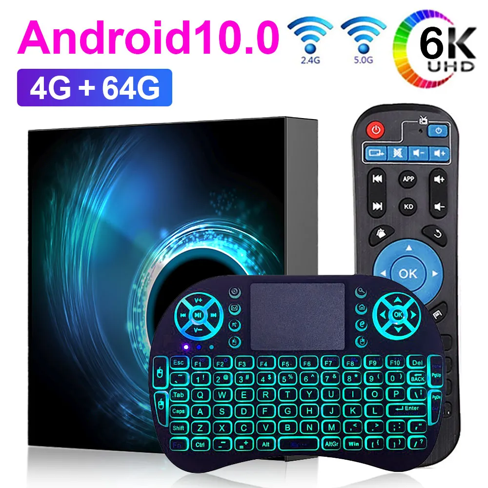 

T95 Smart TV BOX Android 10 2.4G/5.8G Dual Wifi BT5.0 6K Allwinner H616 4GB RAM 64GB ROM Media Player Set Top TV Box