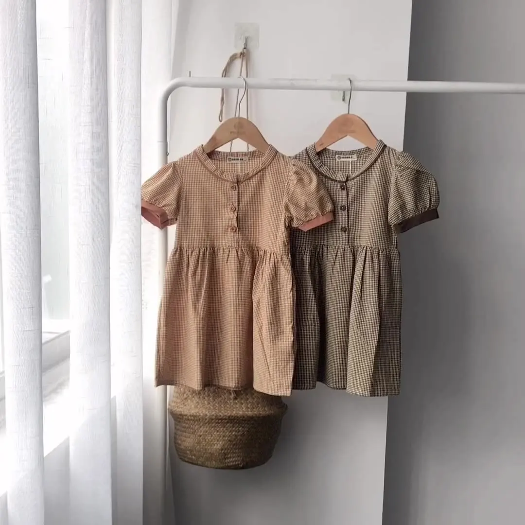 Summer Kids Girls Vintage Plaid Dress Spring Cotton Casual Solid Baby Girls Princess Dress for 3-8T
Summer Kids Girls Vintage Plaid Dress Spring Cotton Casual Solid Baby Girls Princess Dress for 3-8T