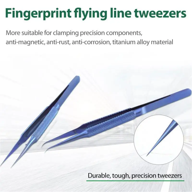 Titanium Alloy Tweezers Fingerprint Flying Line Mobile Phone Repair Fine Tip 0.15mm Anti-magnetization Microscope Fixture
Titanium Alloy Tweezers Fingerprint Flying Line Mobile Phone Repair Fine Tip 0.15mm Anti-magnetization Microscope Fixture