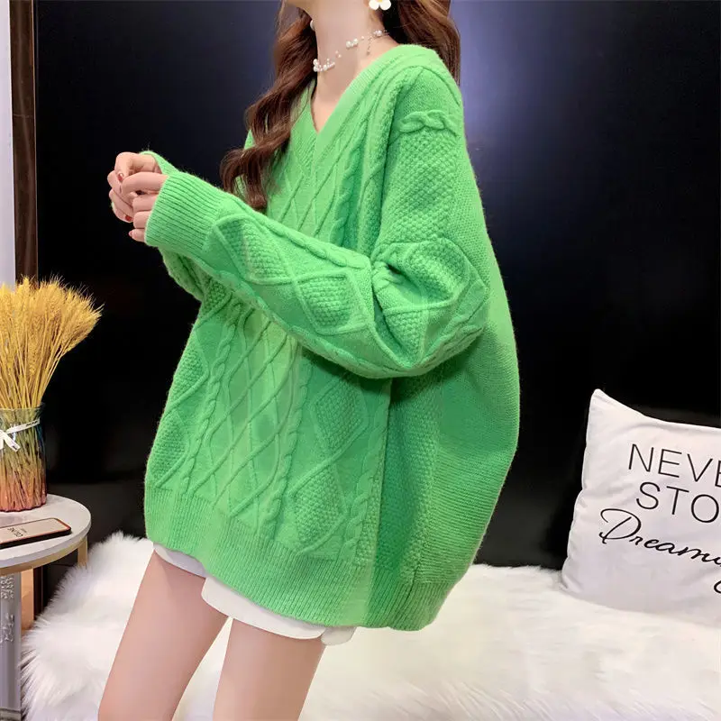 Вязаный свитер DAYIFUN, Женский пуловер с V-образным вырезом и длинным рукавом, Свободный Повседневный модный однотонный трикотажный топ в Коре... 
Вязаный свитер DAYIFUN, Женский пуловер с V-образным вырезом и длинным рукавом, Свободный Повседневный модный однотонный трикотажный топ в Коре...