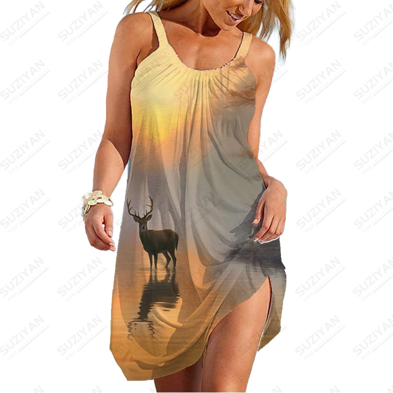 Chinese Style 3D Printed Dress Summer Round Neck Sleeveless Dress Outdoor Casual Dress Female Fashion Popular Dress
Chinese Style 3D Printed Dress Summer Round Neck Sleeveless Dress Outdoor Casual Dress Female Fashion Popular Dress