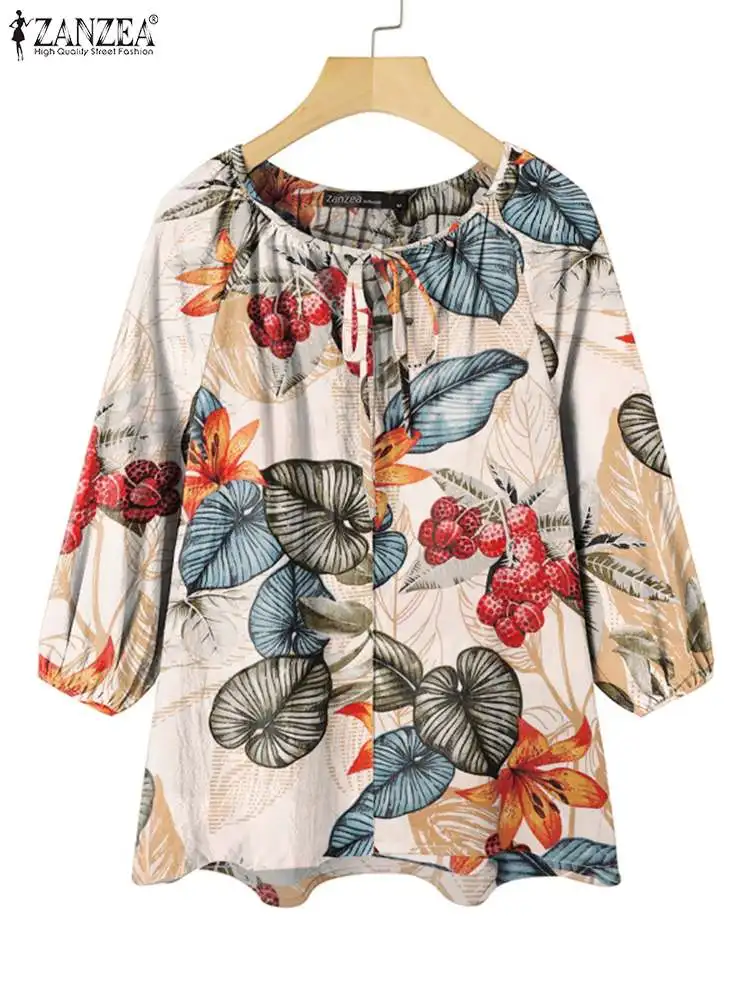 Fashion Women Printed Blouse ZANZEA 2022 Summer 3/4 Sleeve Tops Tees Oversized Casual Lady Loose Bandage O Neck Blusa Femininas
Fashion Women Printed Blouse ZANZEA 2022 Summer 3/4 Sleeve Tops Tees Oversized Casual Lady Loose Bandage O Neck Blusa Femininas