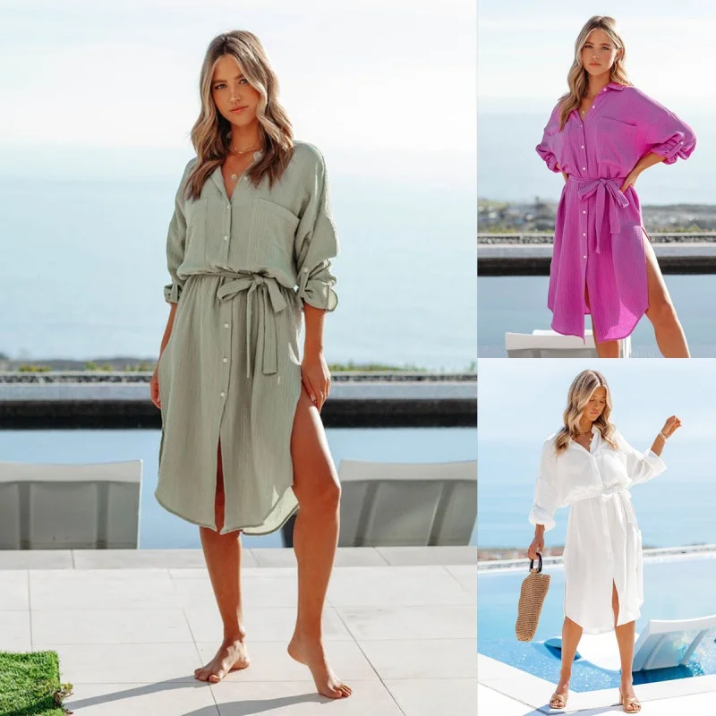 European and American Style Spring and Autumn New Amazon Summer Long-Sleeve Shirt Dress Sun Protection Clothing Women's Clothing
European and American Style Spring and Autumn New Amazon Summer Long-Sleeve Shirt Dress Sun Protection Clothing Women's Clothing