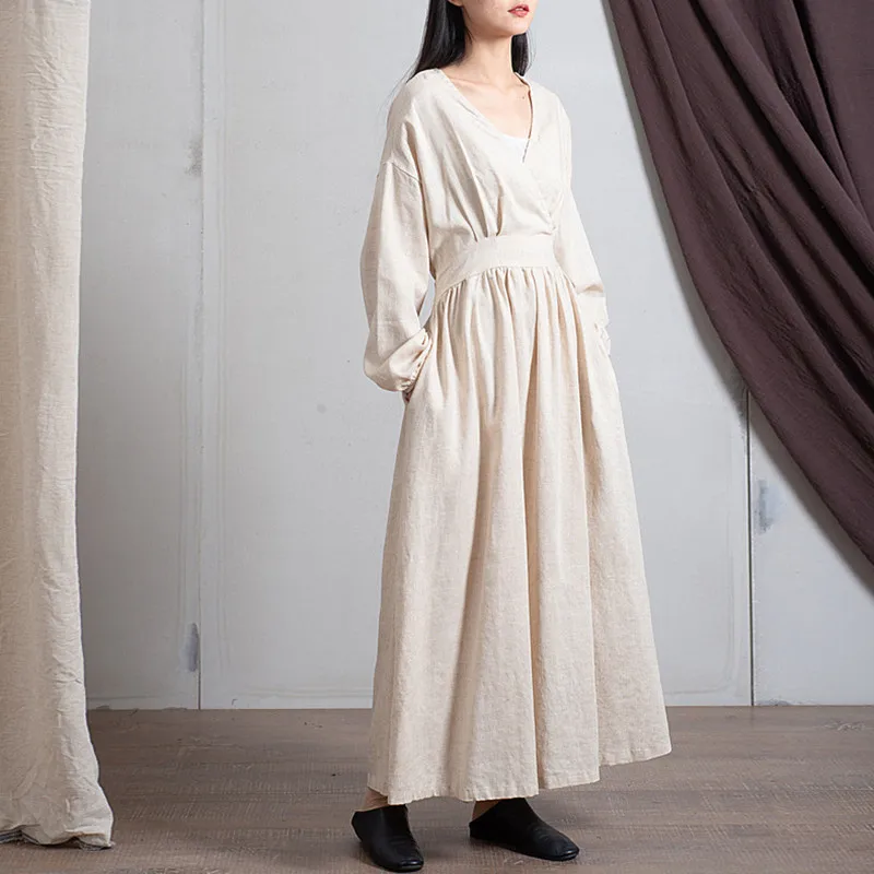Johnature 2023 Spring Cotton Linen New V-neck Loose Solid Color Long Vintage Dress New 3 Colors Chinese Style Women Dresses
Johnature 2023 Spring Cotton Linen New V-neck Loose Solid Color Long Vintage Dress New 3 Colors Chinese Style Women Dresses