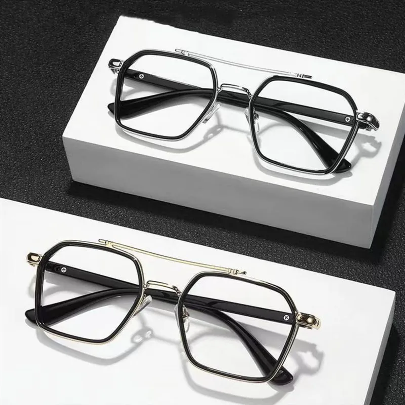 2023 New Anti-Blue Light Glasses Men Large Frame Double Beam Square Eyeglasses Trendy Metal Optical Computer Eyewear for Women
2023 New Anti-Blue Light Glasses Men Large Frame Double Beam Square Eyeglasses Trendy Metal Optical Computer Eyewear for Women