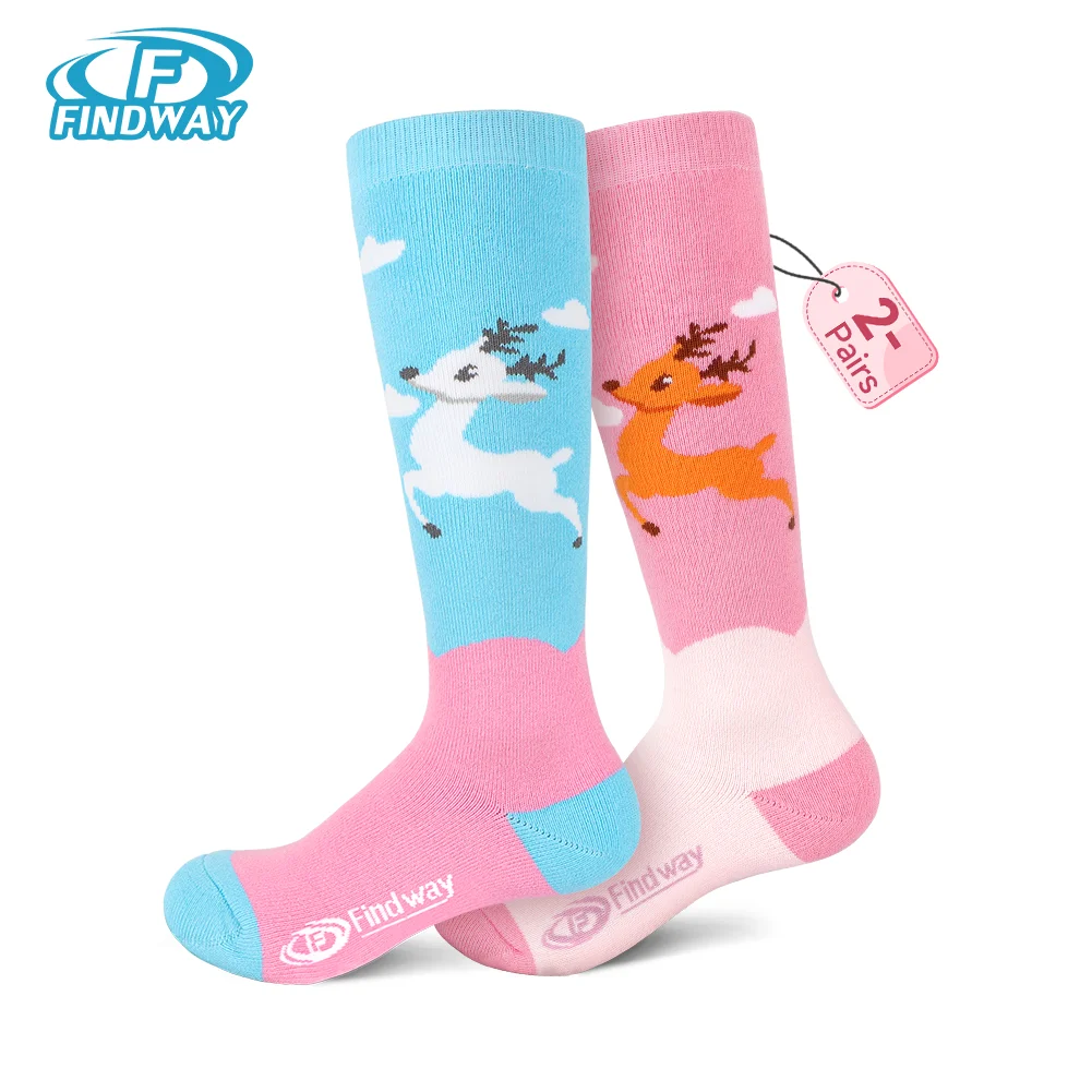 

Findway Kids Ski Socks Thick Cotton Sports Snowboard Skiing Moisture Absorption High Elastic Thermal Socks Snow Skating Sports