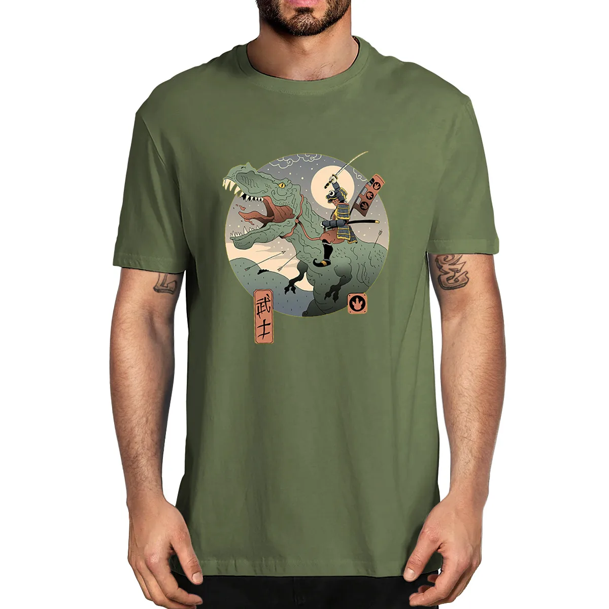 Dinosaur Japanese Samurai Traditional Ukiyo-E Style Art 100% Cotton Summer Men's Novelty Oversized T-Shirt Women Casual Tee
Dinosaur Japanese Samurai Traditional Ukiyo-E Style Art 100% Cotton Summer Men's Novelty Oversized T-Shirt Women Casual Tee