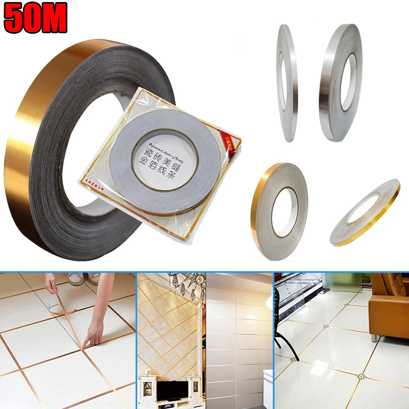 New 50M Gold Black Self-Adhesive Tile Stickers Tape Floor Waterproof Wall Gap Sealing Strip Tile Beauty Seam Sticker Home Decor
New 50M Gold Black Self-Adhesive Tile Stickers Tape Floor Waterproof Wall Gap Sealing Strip Tile Beauty Seam Sticker Home Decor