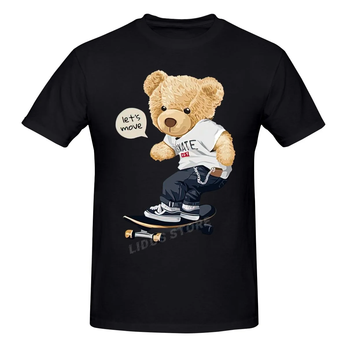 

2022 Fashion Leisure Personality Cartoon Skateboard Teddy Bear T-shirt Harajuku Streetwear Graphics Tshirt Brands Tee Tops