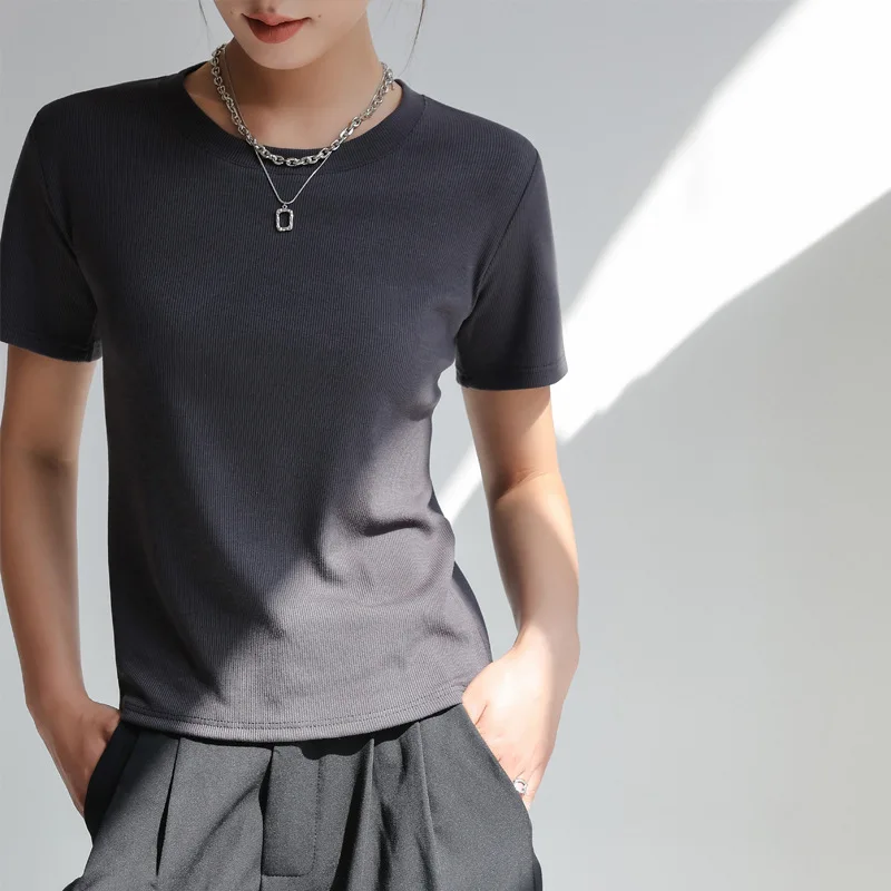 Summer Thread Cotton Crew Neck Solid Short Sleeve Women's Loose Korean Underlay Off Shoulder T-shirt Simple Versatile Top
Summer Thread Cotton Crew Neck Solid Short Sleeve Women's Loose Korean Underlay Off Shoulder T-shirt Simple Versatile Top