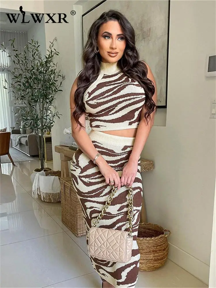 WLWXR Fall Knit Streetwear Brown Two 2 Piece Sets Womens Outifits Halter Sleeveless Crop Top Bodycon Skirts Matching Sets Female
WLWXR Fall Knit Streetwear Brown Two 2 Piece Sets Womens Outifits Halter Sleeveless Crop Top Bodycon Skirts Matching Sets Female