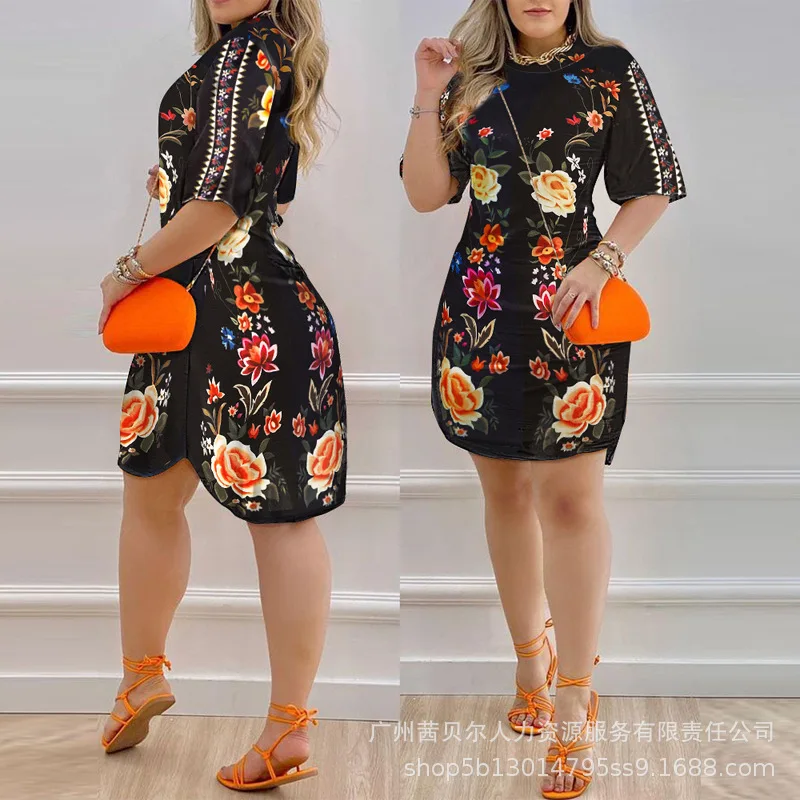 Women Spring Summer Mini Dress Sleeveless High Waist O Neck Half Sleeve Floral Flower Printed Mini Dress
Women Spring Summer Mini Dress Sleeveless High Waist O Neck Half Sleeve Floral Flower Printed Mini Dress