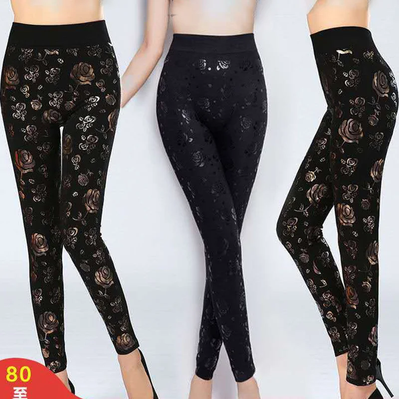Autumn winter glossy floral print tight leggings Black high waist elastic thick warm fitness pants pencil trousers
Autumn winter glossy floral print tight leggings Black high waist elastic thick warm fitness pants pencil trousers