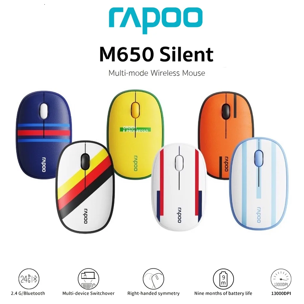 Rapoo M650 Wireless Mouse 1300 DPI Bluetooth & Wireless Compatible Optical Mouse Mute Mice Ergonomic Bluetooth Mouse
Rapoo M650 Wireless Mouse 1300 DPI Bluetooth & Wireless Compatible Optical Mouse Mute Mice Ergonomic Bluetooth Mouse