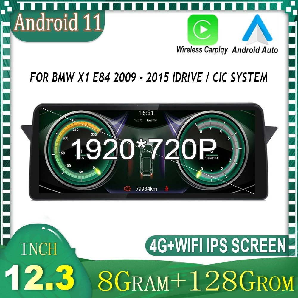 

12.3" IPS DSP Android 11 Car Radio Stereo Video Player Multimedia GPS Navigation For BMW X1 E84 2009 - 2015 iDrive / CIC System