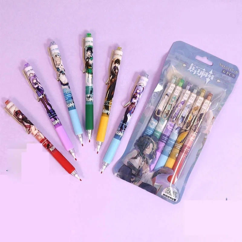 36 pcs/lot Kawaii Genshin Impact Clip Gel Pen Cute 0.5mm black ink Signature Pens School Office Writing Supplies Stationery gift
36 pcs/lot Kawaii Genshin Impact Clip Gel Pen Cute 0.5mm black ink Signature Pens School Office Writing Supplies Stationery gift